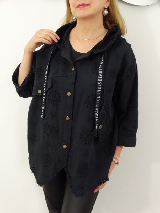 Kurtka Katana Włoska MICHELA Plus Size rozmiar uniwersalny od 42 do 50 czarna