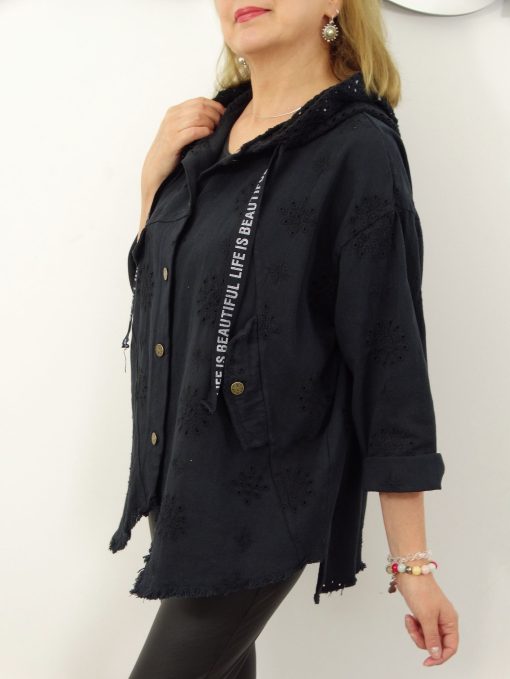 Kurtka Katana Włoska MICHELA Plus Size rozmiar uniwersalny od 42 do 50 czarna - obrazek 6