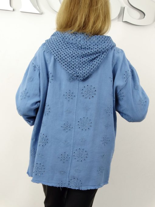 Kurtka Katana Włoska MICHELA Plus Size rozmiar uniwersalny od 42 do 50 błękitna