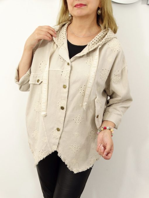 Kurtka Katana Włoska MICHELA Plus Size rozmiar uniwersalny od 42 do 50 beż