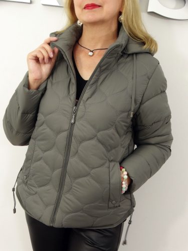 Kurtka Damska Pikowana Przejściowa z Kapturem NIKITA od 42 do 52 szaro-zielona