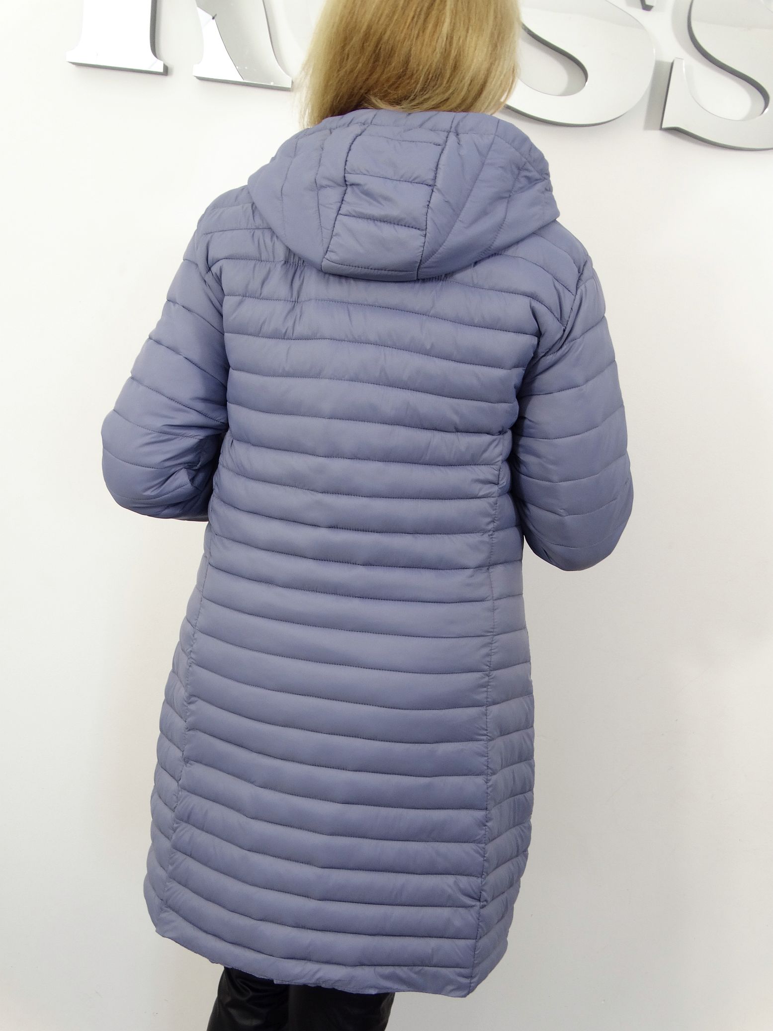 Płaszczyk Damski Jesienny Przejściowy Pikowany MIRANDA rozmiary od 44 do 54 szaro-niebieski - obrazek 5