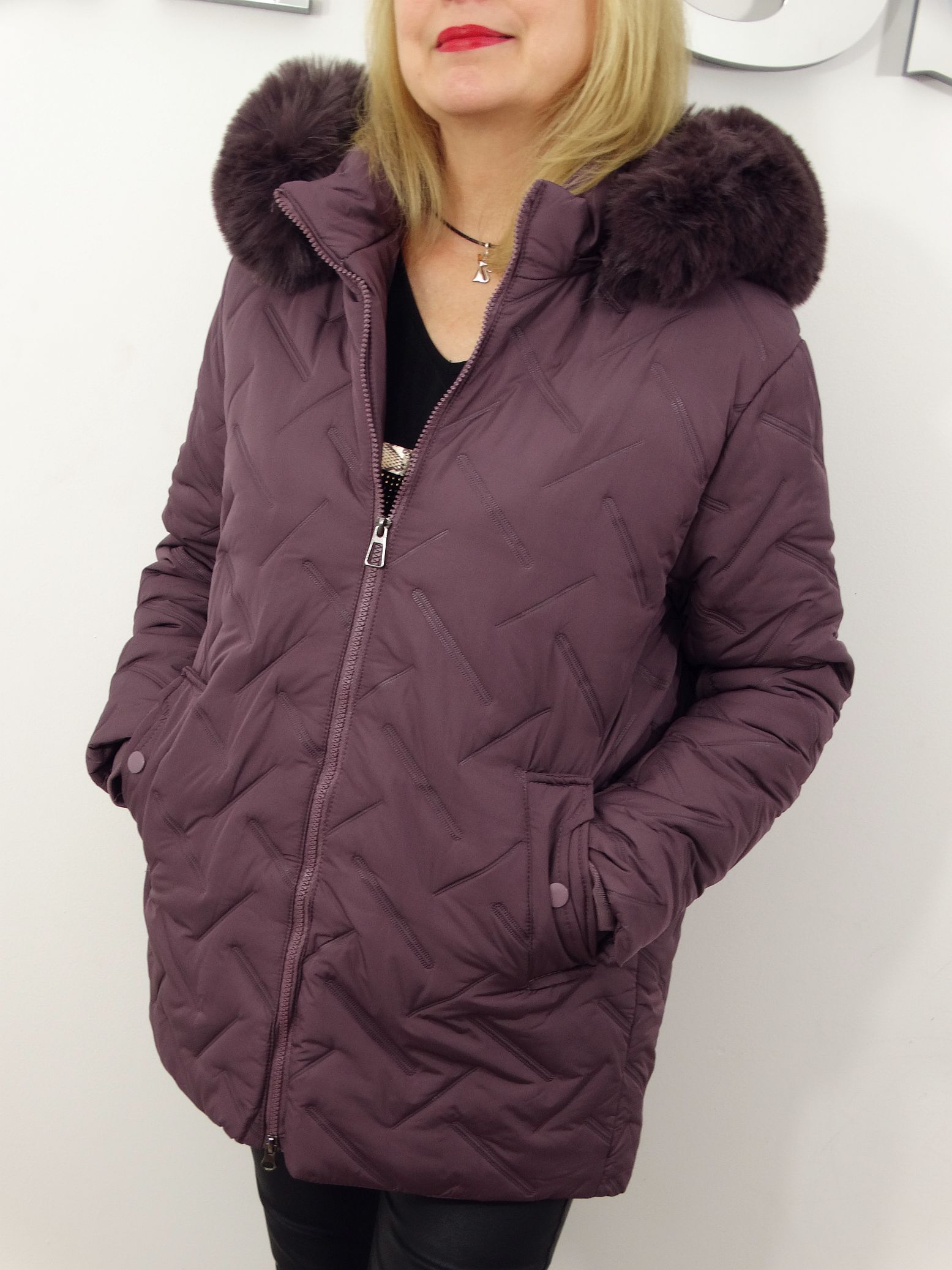 Kurtka Damska Pikowana Zimowa IZOLDA od 44 do 54 fiolet