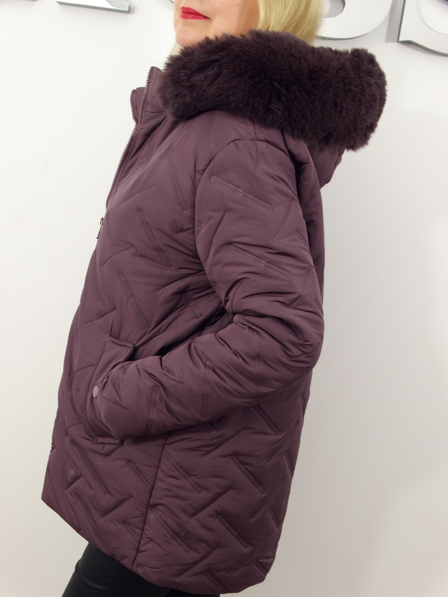 Kurtka Damska Pikowana Zimowa IZOLDA od 44 do 54 fiolet - obrazek 5