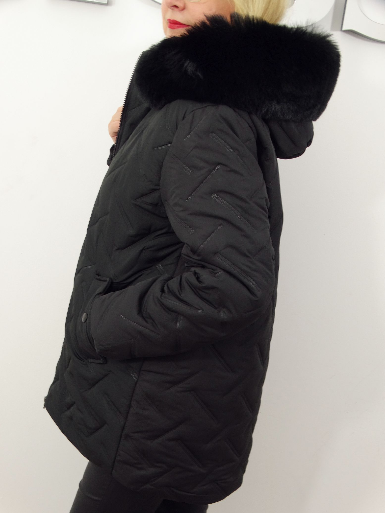Kurtka Damska Pikowana Zimowa IZOLDA od 44 do 54 czarna - obrazek 5