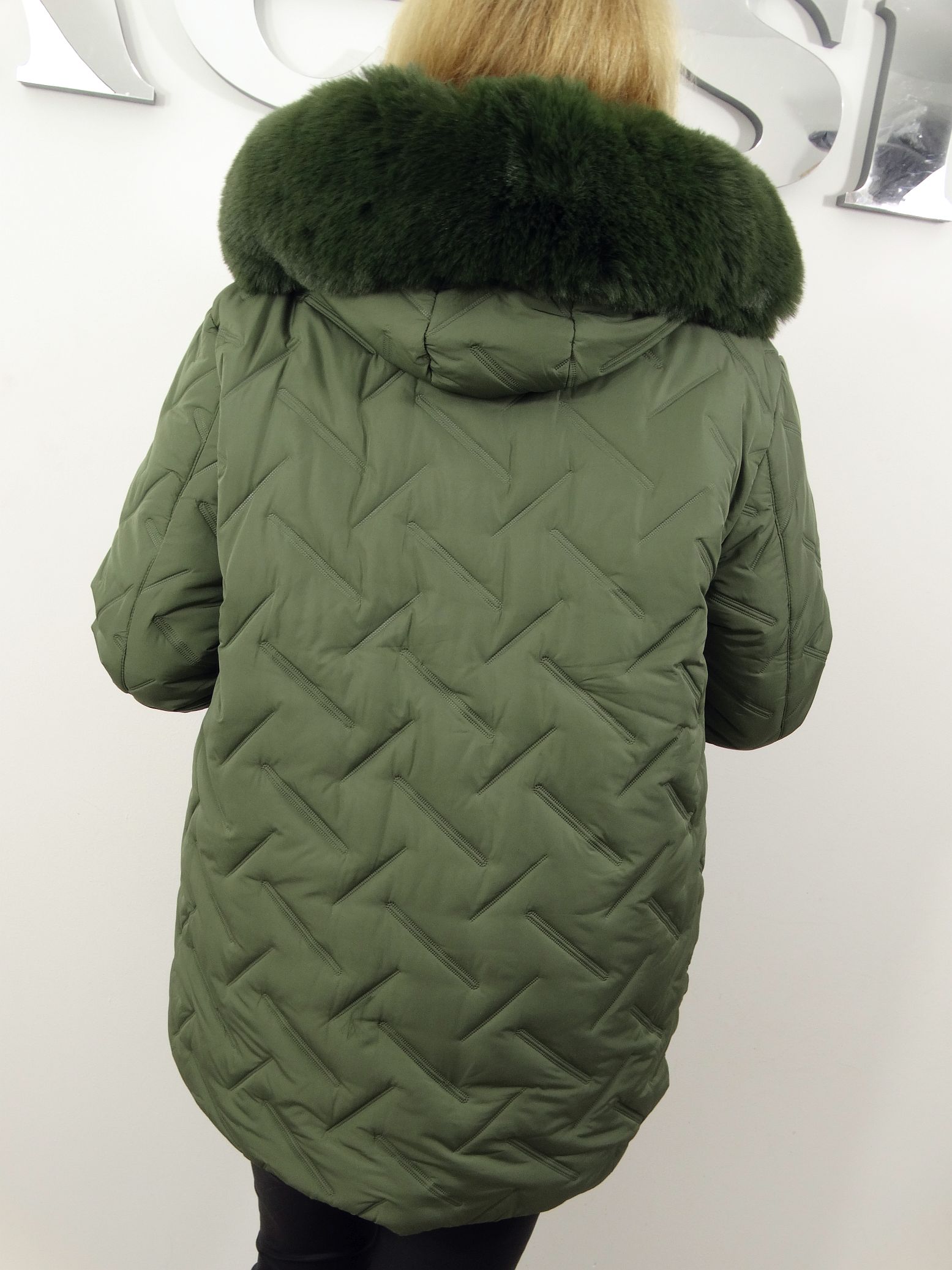 Kurtka Damska Pikowana Zimowa IZOLDA od 44 do 54 zielona - obrazek 2