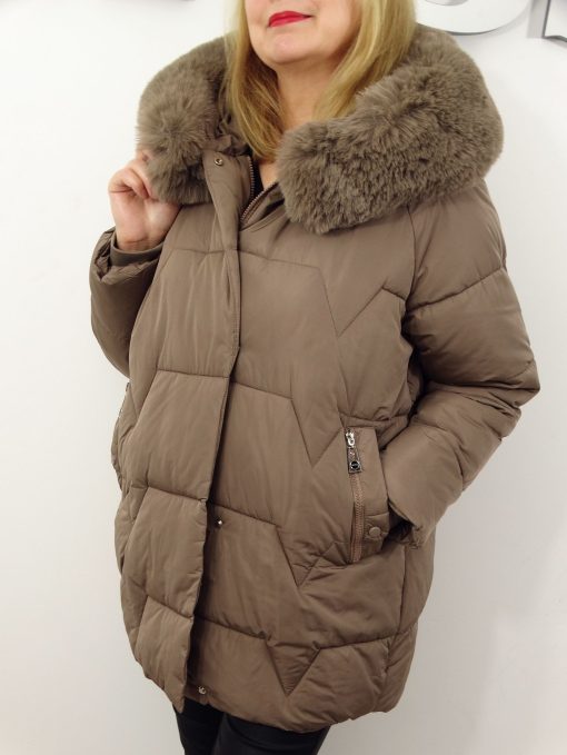 Kurtka Damska Pikowana Zimowa LUMIA od 44 do 54 kawowa