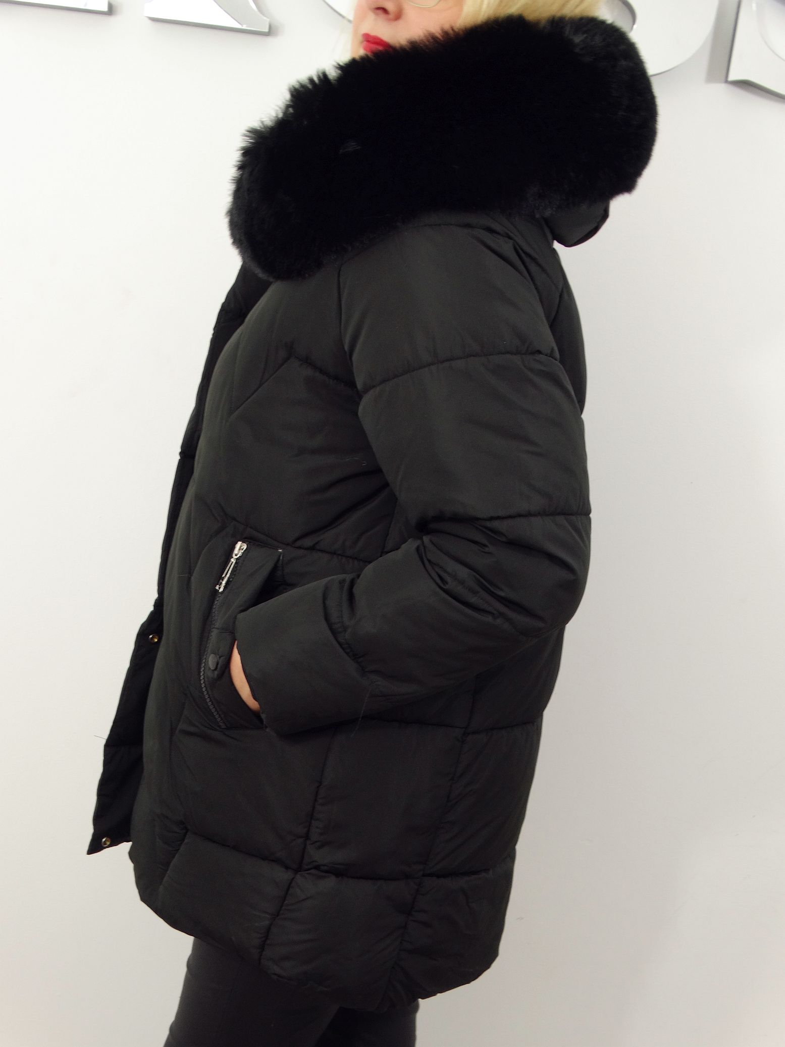 Kurtka Damska Pikowana Zimowa LUMIA od 44 do 54 czarna - obrazek 5