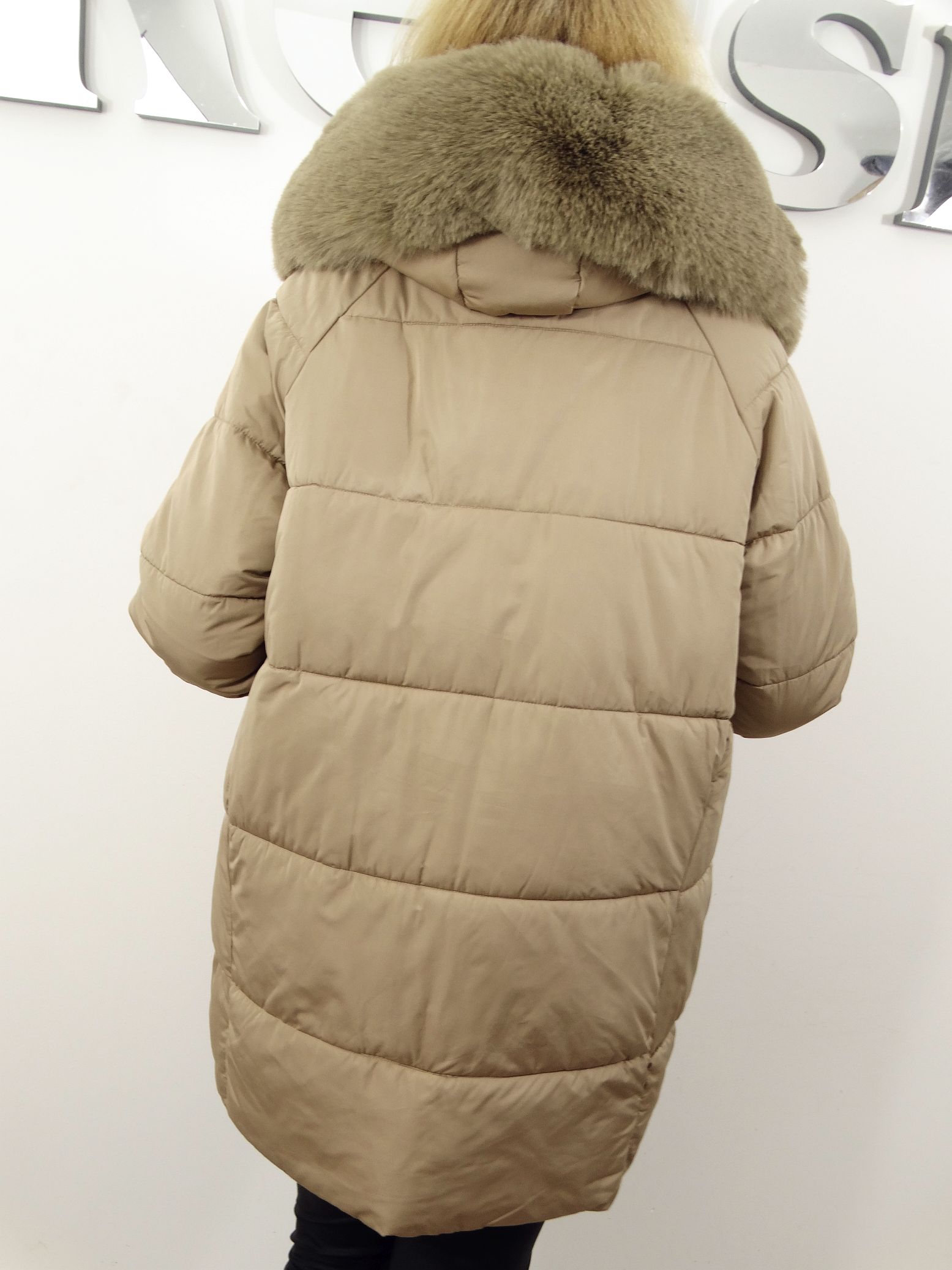 Kurtka Damska Pikowana Zimowa LUMIA od 44 do 54 beżowa - obrazek 2