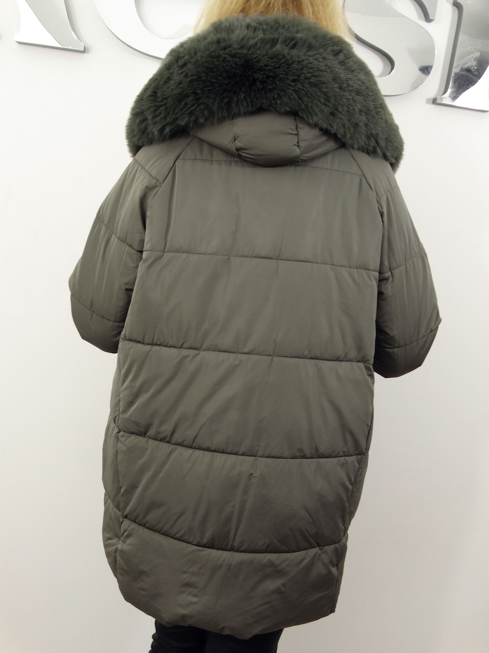 Kurtka Damska Pikowana Zimowa LUMIA od 44 do 54 szaro-zielona - obrazek 2