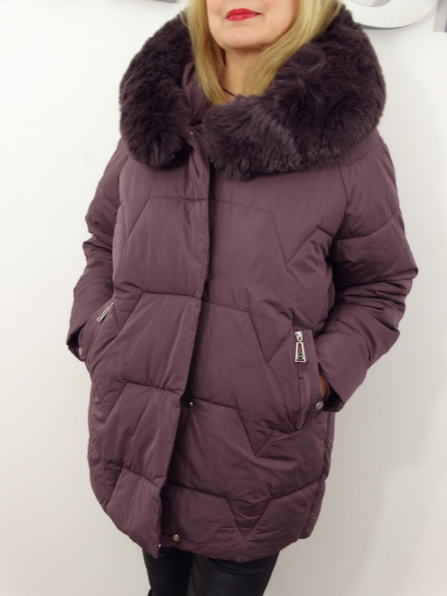 Kurtka Damska Pikowana Zimowa LUMIA od 44 do 54 fiolet
