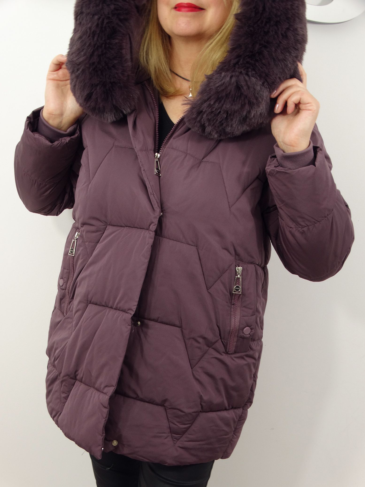 Kurtka Damska Pikowana Zimowa LUMIA od 44 do 54 fiolet - obrazek 7