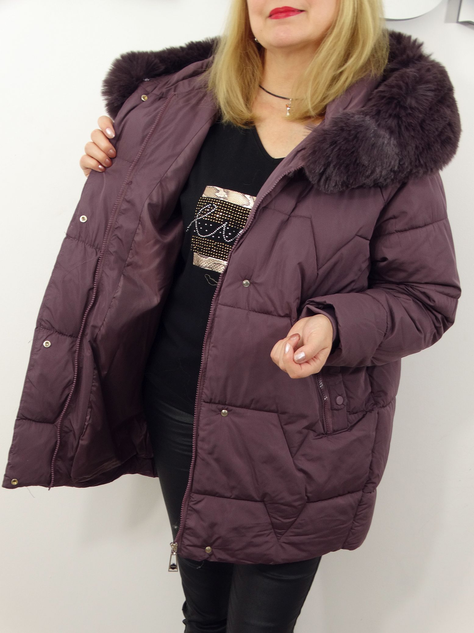 Kurtka Damska Pikowana Zimowa LUMIA od 44 do 54 fiolet - obrazek 8