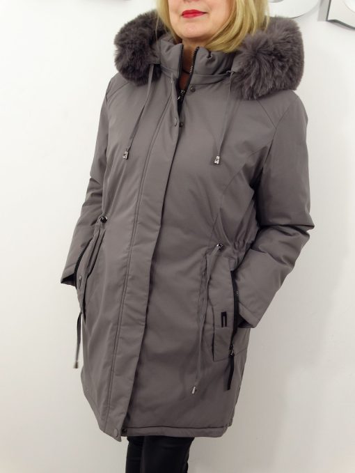 Kurtka Damska Zimowa Parka Ocieplana EMILIA od 44 do 54 szara