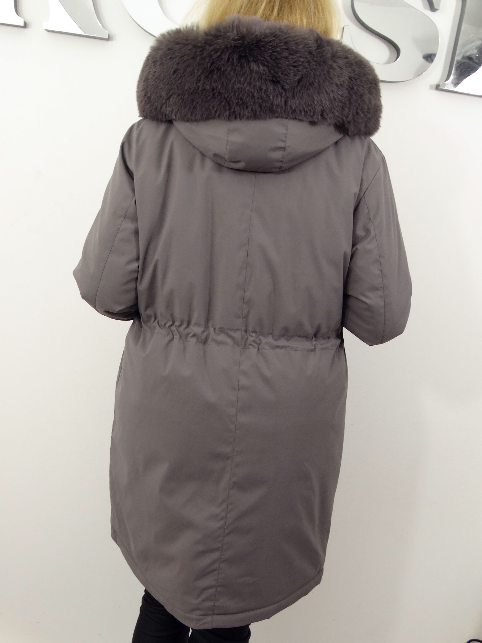 Kurtka Damska Zimowa Parka Ocieplana EMILIA od 44 do 54 szara - obrazek 6