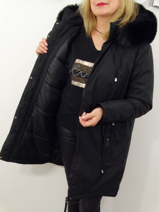 Kurtka Damska Zimowa Parka Ocieplana EMILIA od 44 do 54 czarna
