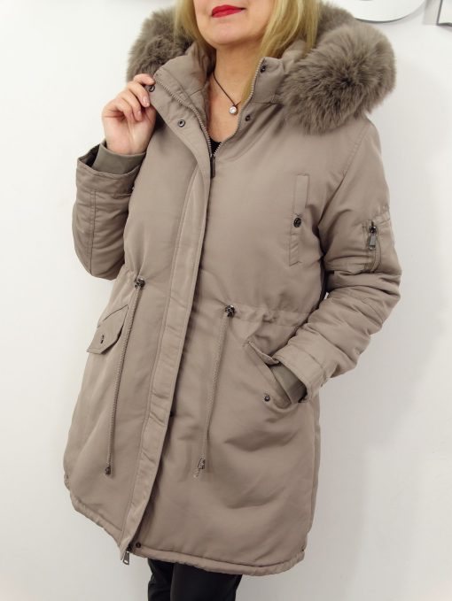 Kurtka Damska Zimowa Parka z Futerkiem FELICIA od 40 do 50 beż