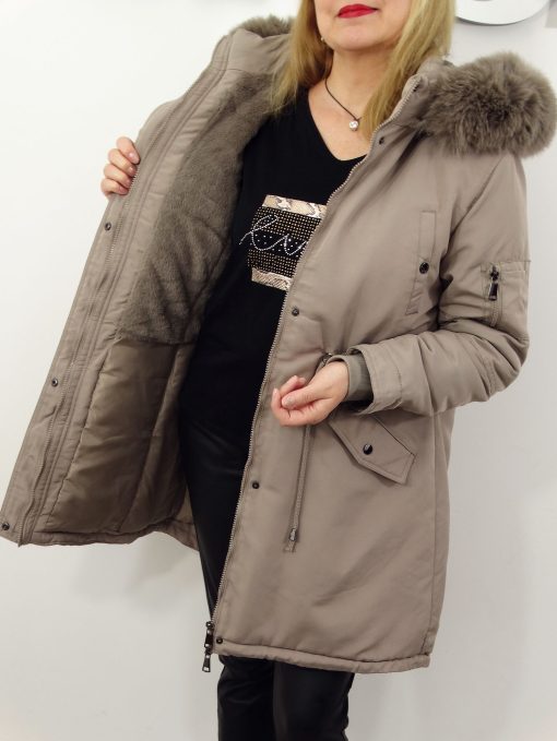 Kurtka Damska Zimowa Parka z Futerkiem FELICIA od 40 do 50 beż