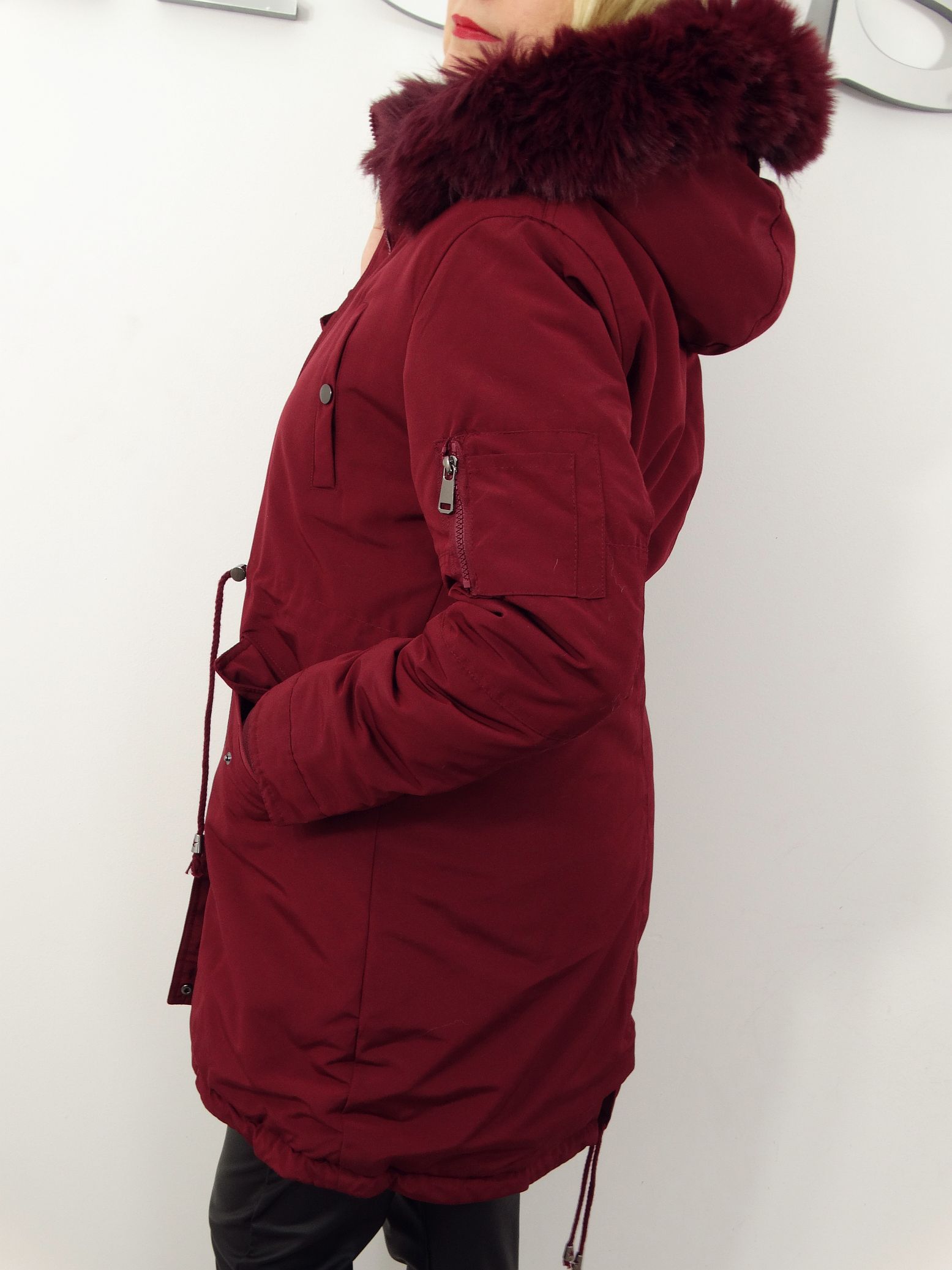 Kurtka Damska Zimowa Parka z Futerkiem FELICIA od 40 do 50 bordo - obrazek 5