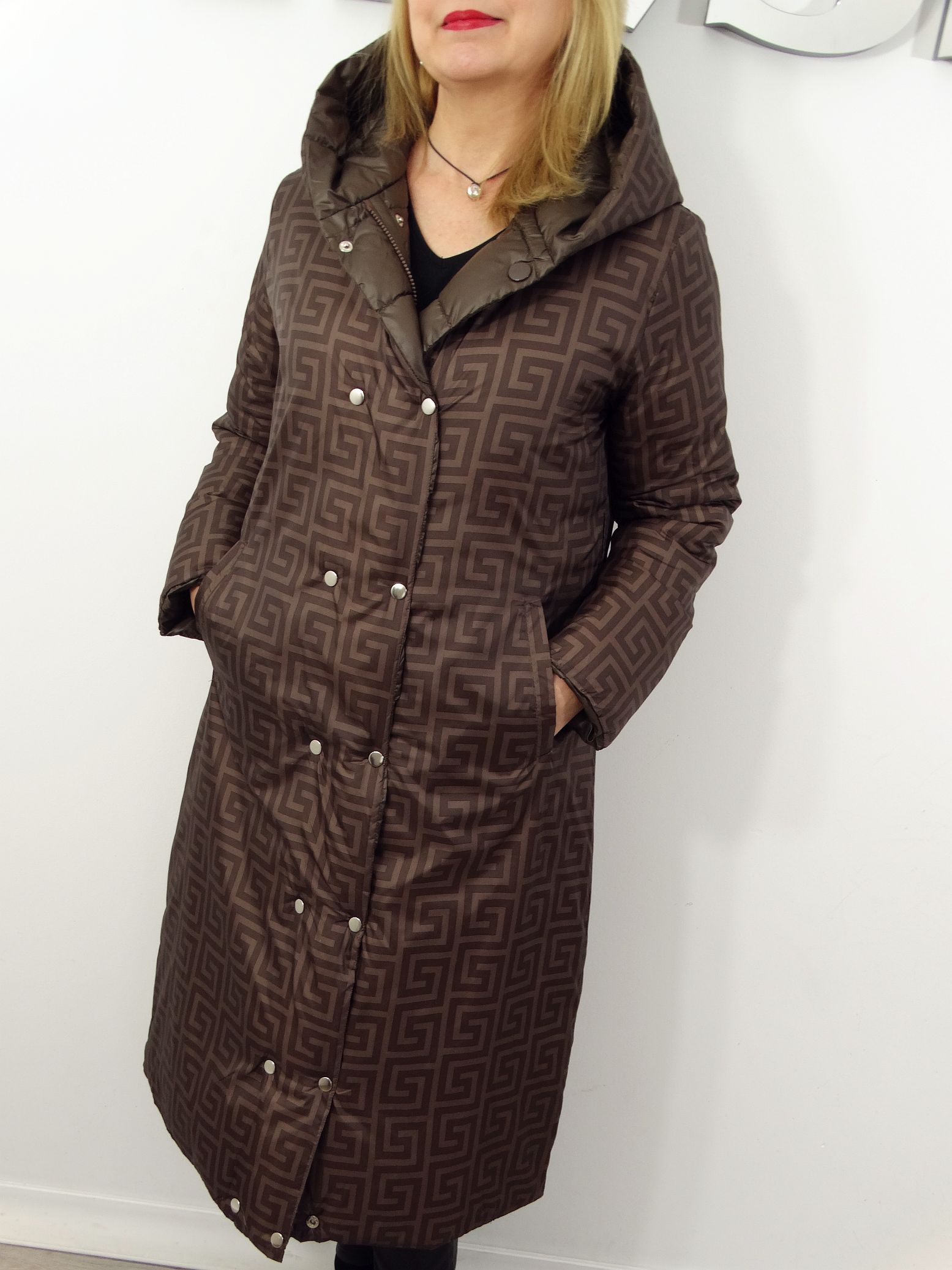 Płaszcz Pikowany Zimowy Dwustronny ZOE 44-54 czekoladowy - obrazek 2