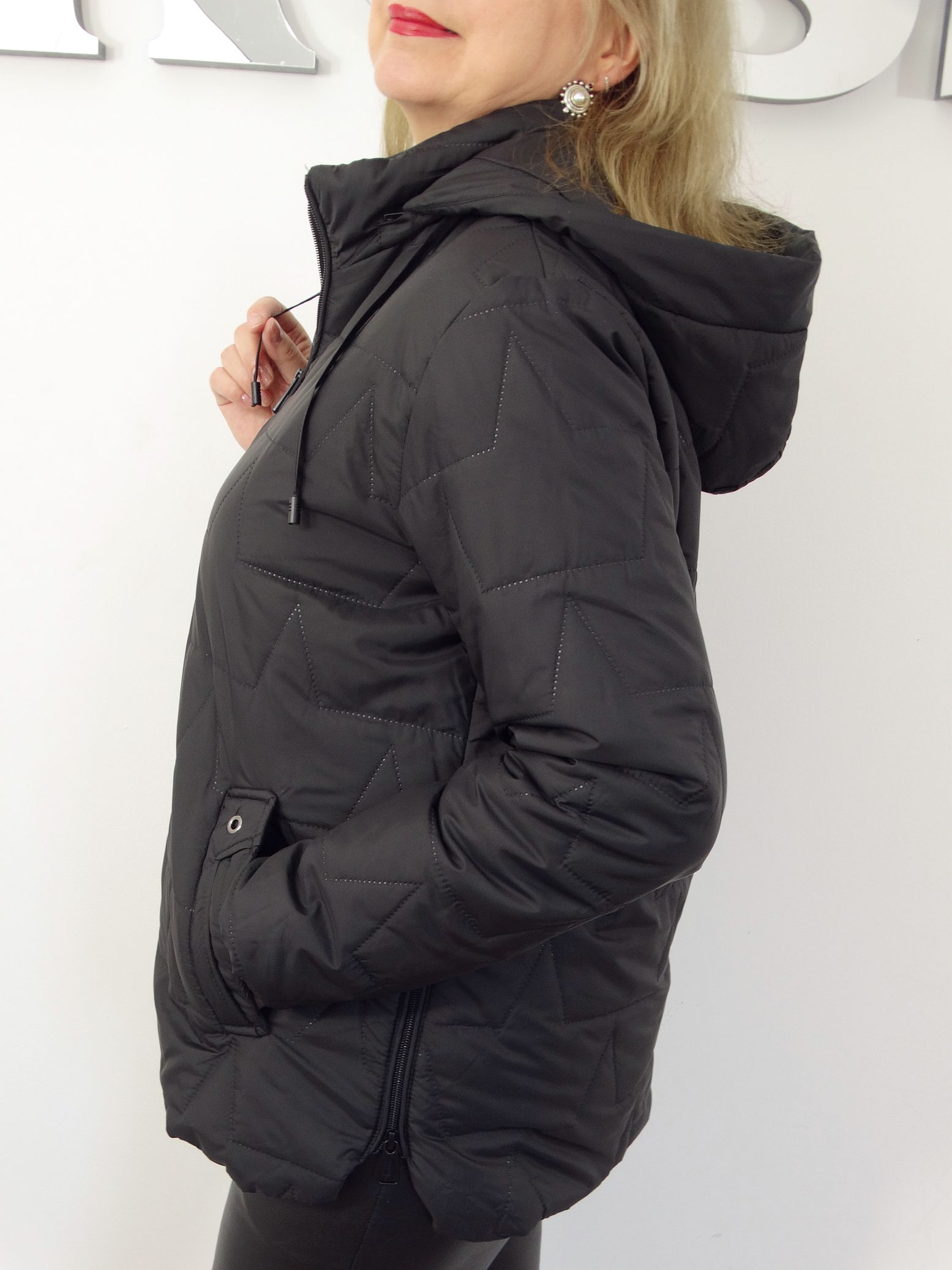 Kurtka Damska Pikowana Wiosenna Przejściowa DALIA od 40 do 54 czarna - obrazek 5
