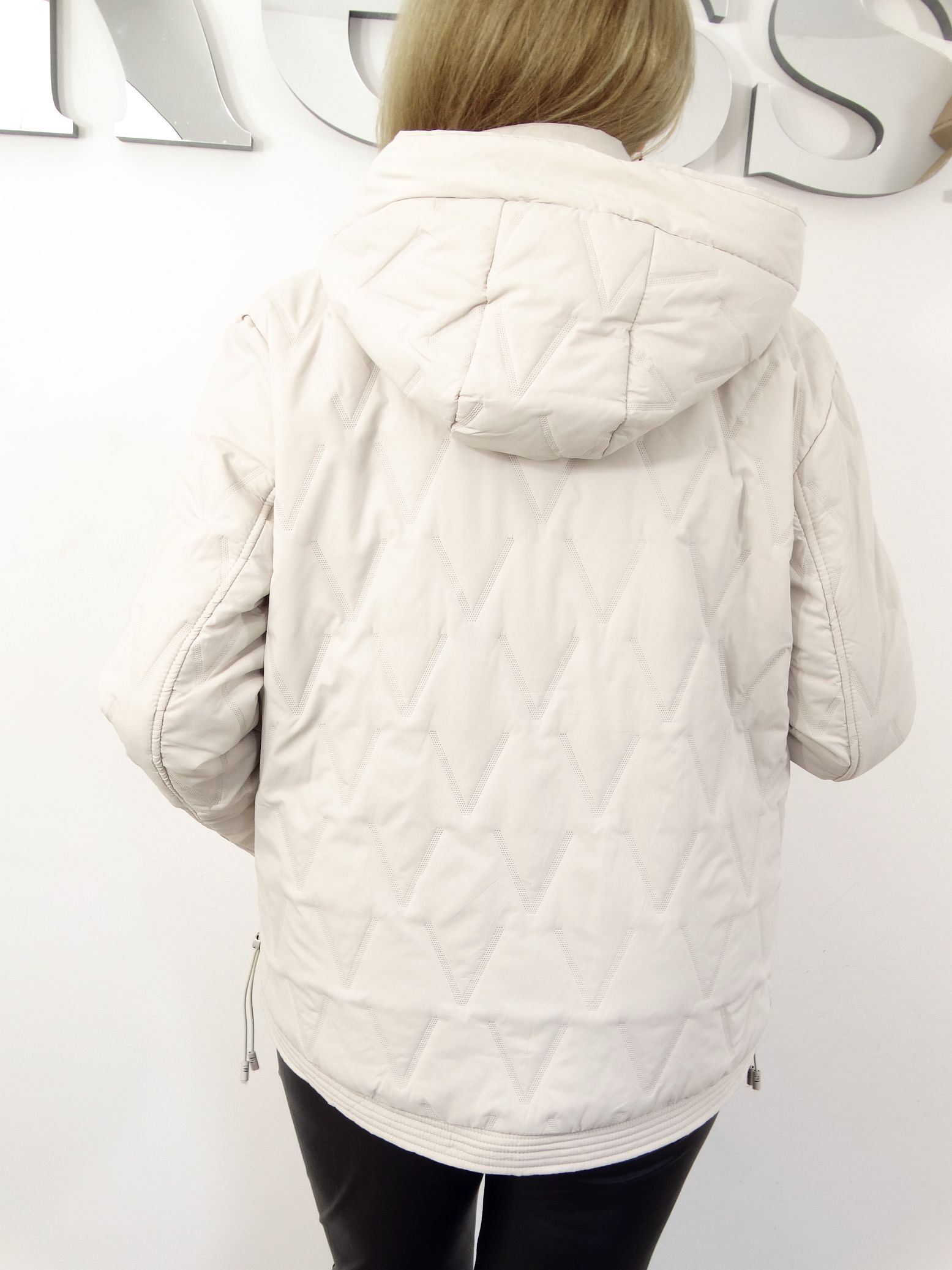 Kurtka Damska Pikowana Wiosenna Przejściowa DONATA od 44 do 54 kremowa - obrazek 6