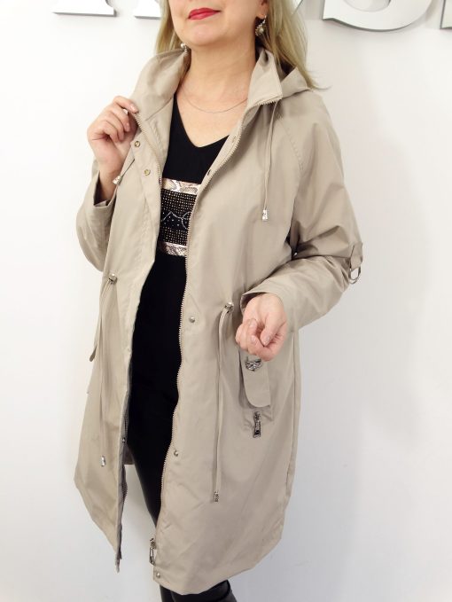 Płaszczyk Damski Wiosenny Parka Wiatrówka LILY od 44 do 54 beżowy