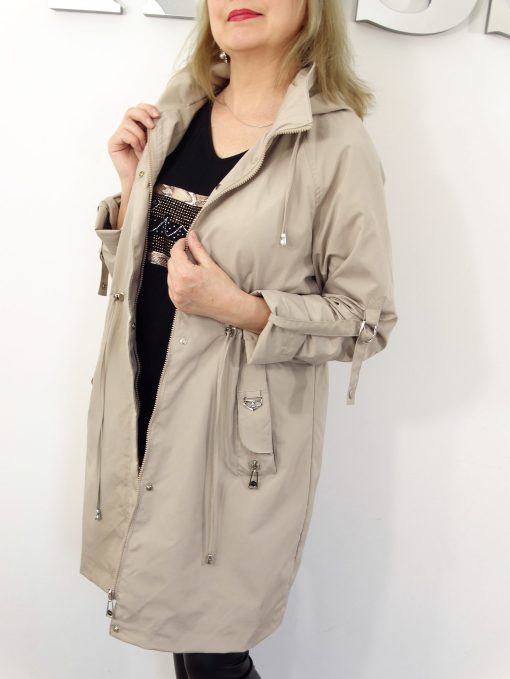 Płaszczyk Damski Wiosenny Parka Wiatrówka LILY od 44 do 54 beżowy