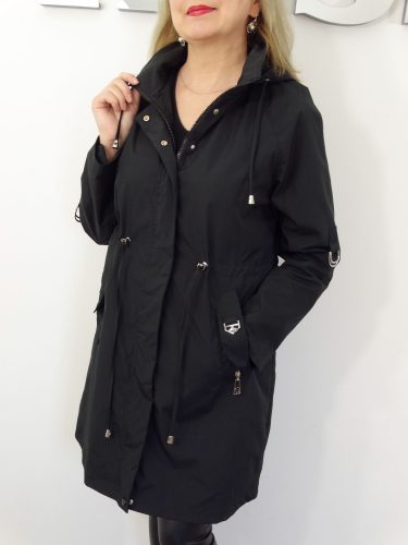 Płaszczyk Damski Wiosenny Parka Wiatrówka LILY od 44 do 54 czarny