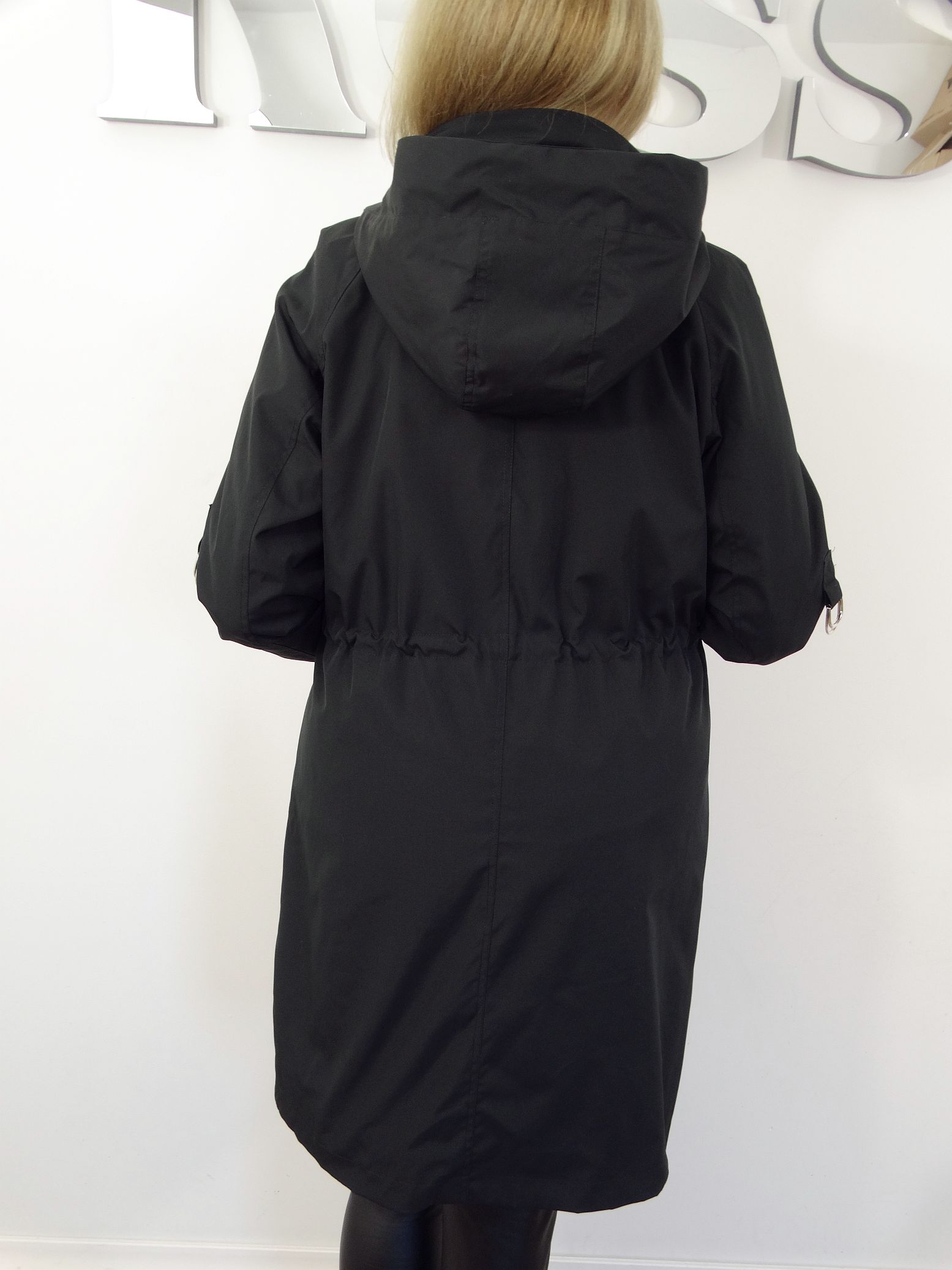 Płaszczyk Damski Wiosenny Parka Wiatrówka LILY od 44 do 54 czarny - obrazek 6