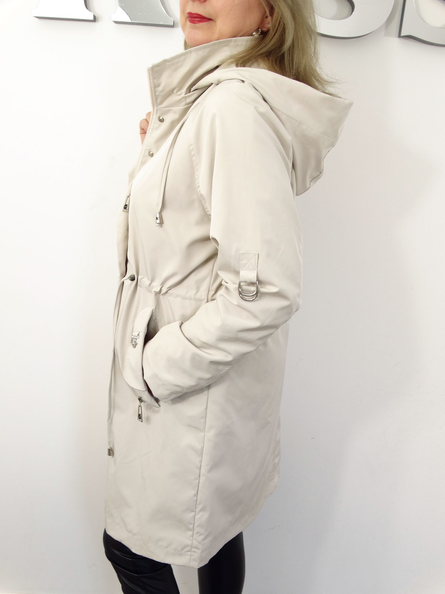 Płaszczyk Damski Wiosenny Parka Wiatrówka LILY od 44 do 54 kremowy - obrazek 2