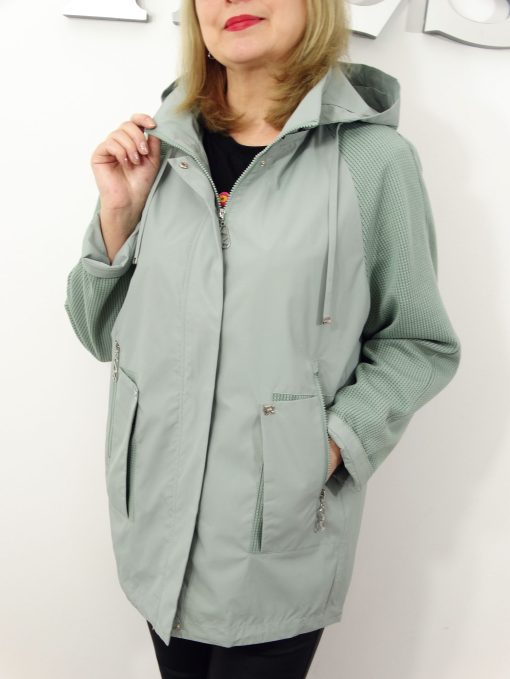 Kurtka Wiatrówka Parka z Odpinanym Kapturem ELISA od 44 do 64 mięta