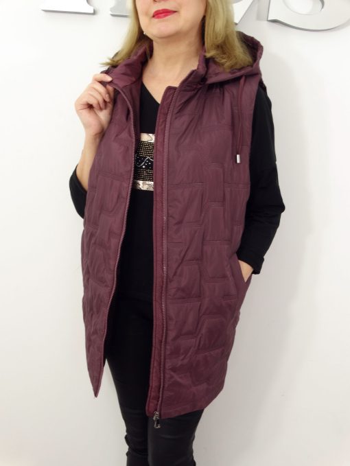 Kamizelka Wiosenna Bezrękawnik z Odpinanym Kapturem CELESTA od 50 do 60 burgund