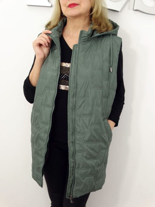 Kamizelka Wiosenna Bezrękawnik z Odpinanym Kapturem CELESTA od 50 do 60 zielona