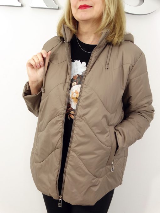 Kurtka Damska Pikowana Wiosenna Przejściowa AURA od 44 do 54 ciemny beż
