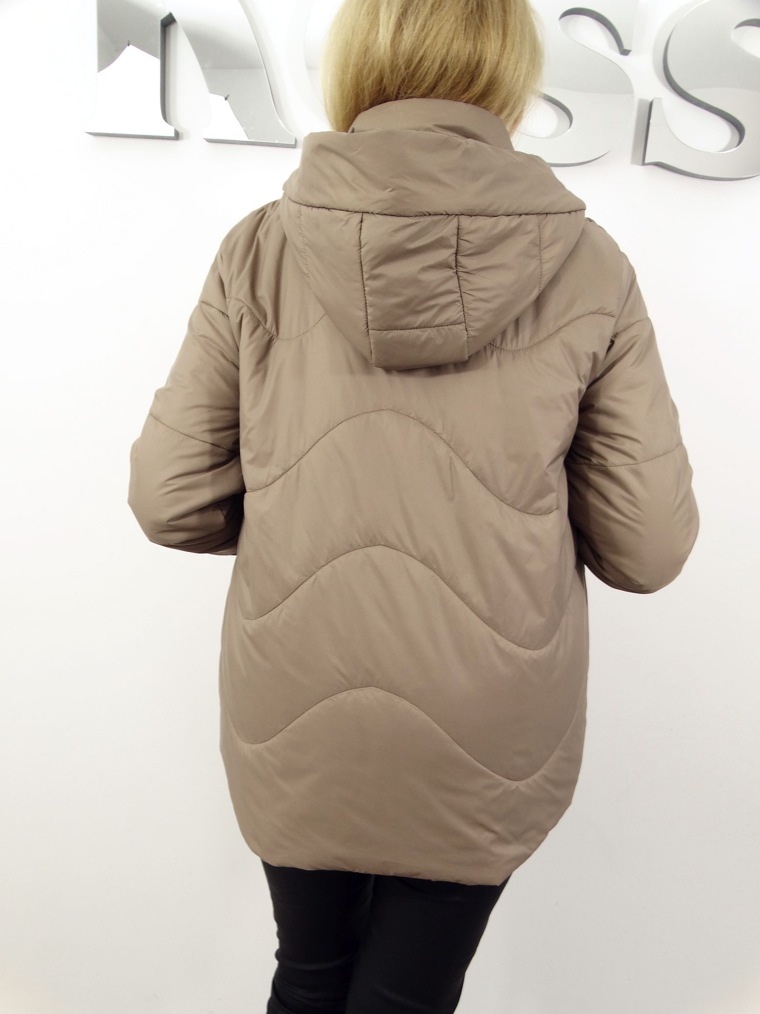 Kurtka Damska Pikowana Wiosenna Przejściowa AURA od 44 do 54 ciemny beż - obrazek 5