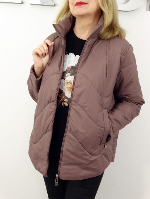 Kurtka Damska Pikowana Wiosenna Przejściowa AURA od 44 do 54 kawowa