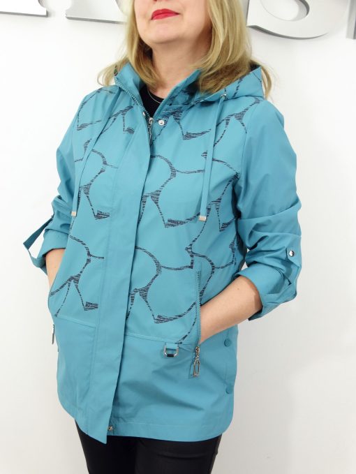 Kurtka Wiatrówka Parka z Odpinanym Kapturem LILIANA od 40 do 50 morska