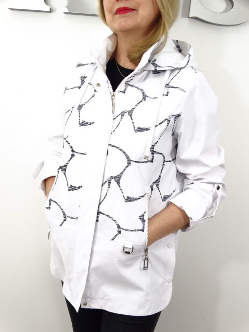 Kurtka Wiatrówka Parka z Odpinanym Kapturem LILIANA od 40 do 50 biała