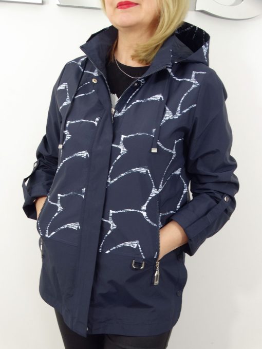 Kurtka Wiatrówka Parka z Odpinanym Kapturem LILIANA od 40 do 50 granatowa