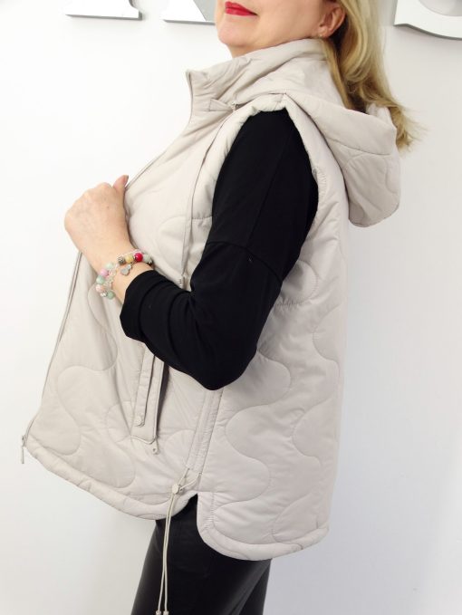 Kamizelka Wiosenna Bezrękawnik z Odpinanym Kapturem ETTA od 44 do 54 kremowa