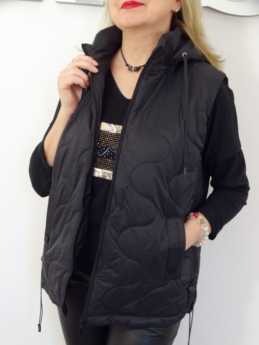 Kamizelka Wiosenna Bezrękawnik z Odpinanym Kapturem ETTA od 44 do 54 czarna