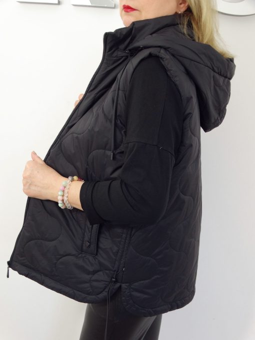 Kamizelka Wiosenna Bezrękawnik z Odpinanym Kapturem ETTA od 44 do 54 czarna