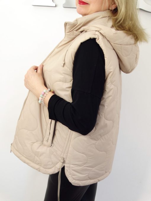 Kamizelka Wiosenna Bezrękawnik z Odpinanym Kapturem ETTA od 44 do 54 beżowa