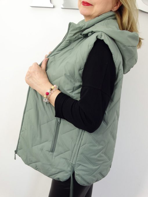 Kamizelka Wiosenna Bezrękawnik z Odpinanym Kapturem ELDA od 44 do 54 szałwiowa