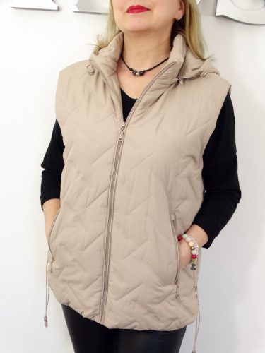 Kamizelka Wiosenna Bezrękawnik z Odpinanym Kapturem ELDA od 44 do 54 beżowa