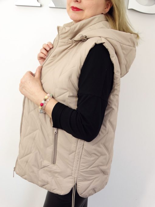 Kamizelka Wiosenna Bezrękawnik z Odpinanym Kapturem ELDA od 44 do 54 beżowa