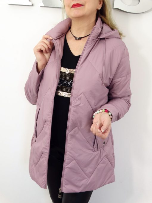 Kurtka Damska Płaszczyk Wiosenny FLORENS od 44 do 54 pudrowy