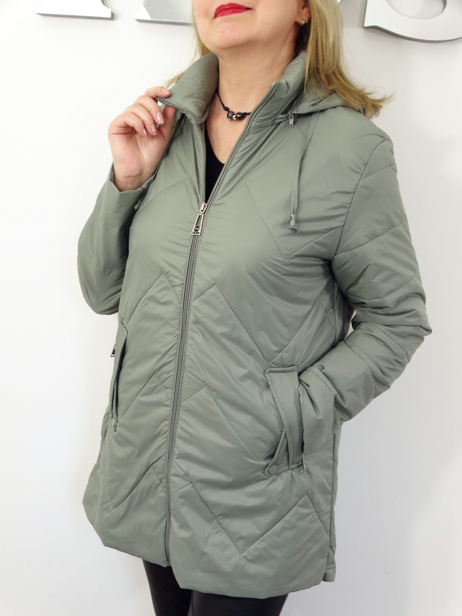 Kurtka Damska Płaszczyk Wiosenny FLORENS od 44 do 54 szałwiowy - obrazek 4