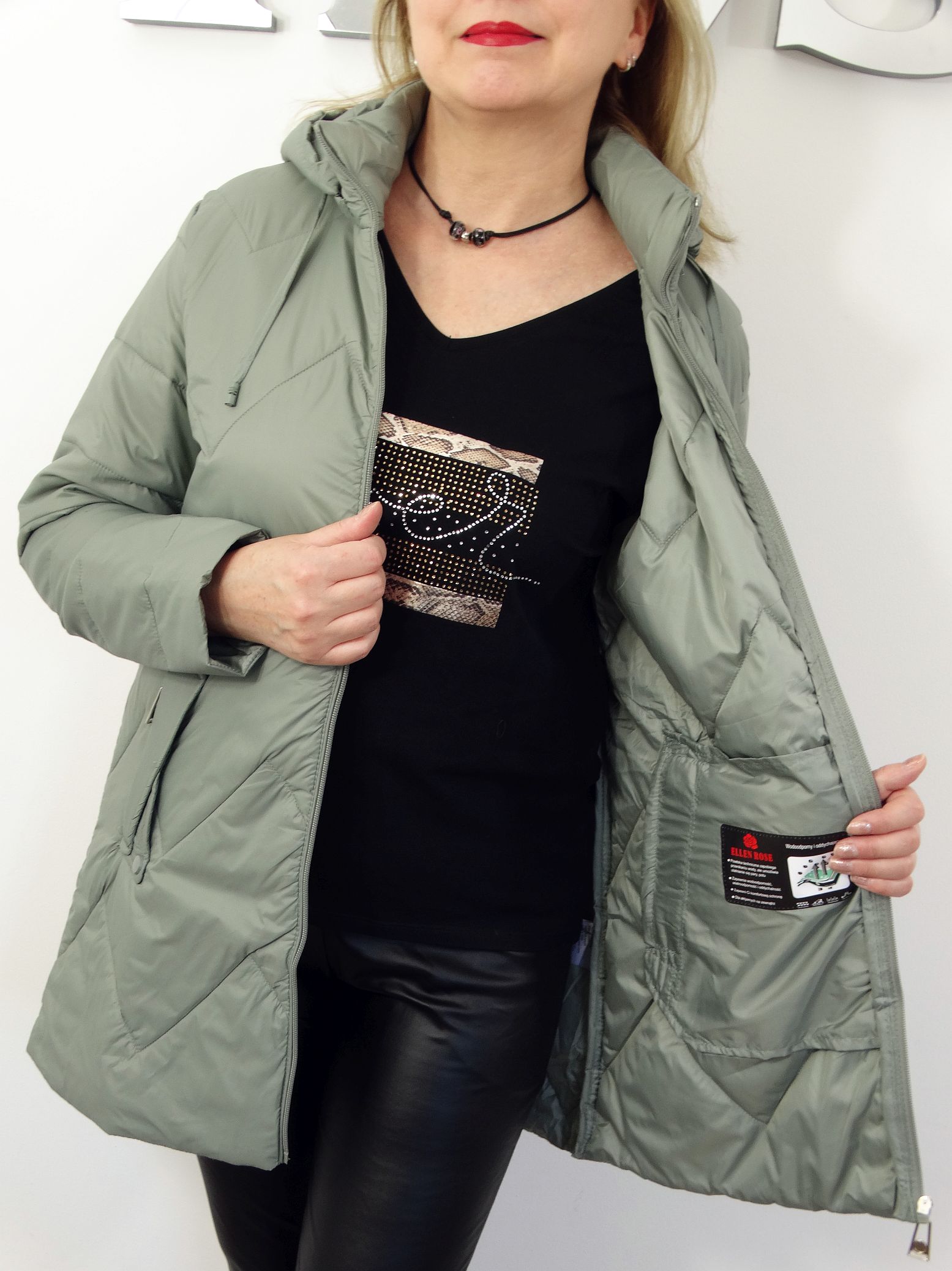 Kurtka Damska Płaszczyk Wiosenny FLORENS od 44 do 54 szałwiowy - obrazek 6